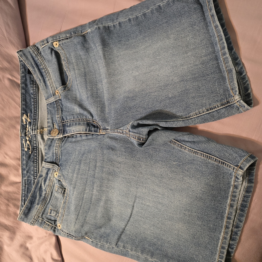 Seven7 Light Blue High-Rise Denim Shorts